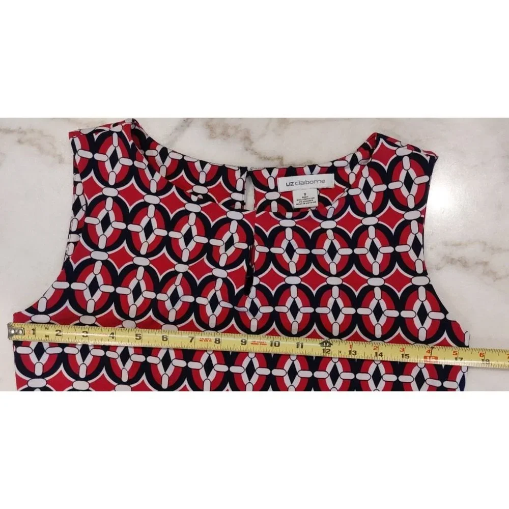 Liz Claiborne Women's A Line Dress Size S sleeveless Black Pink‎ retro career